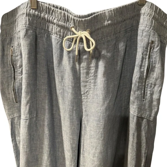 ATHLETA Cabo Linen Jogger Womens Sz 24 Wide Leg Textured Lightweight Pants Blue - Picture 6 of 7